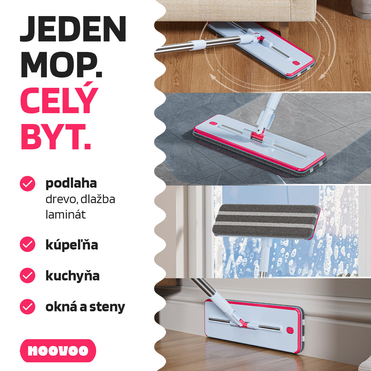 Dvojkomorový plochý mop - samočistiaci