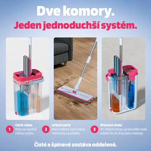 Dvojkomorový plochý mop - samočistiaci